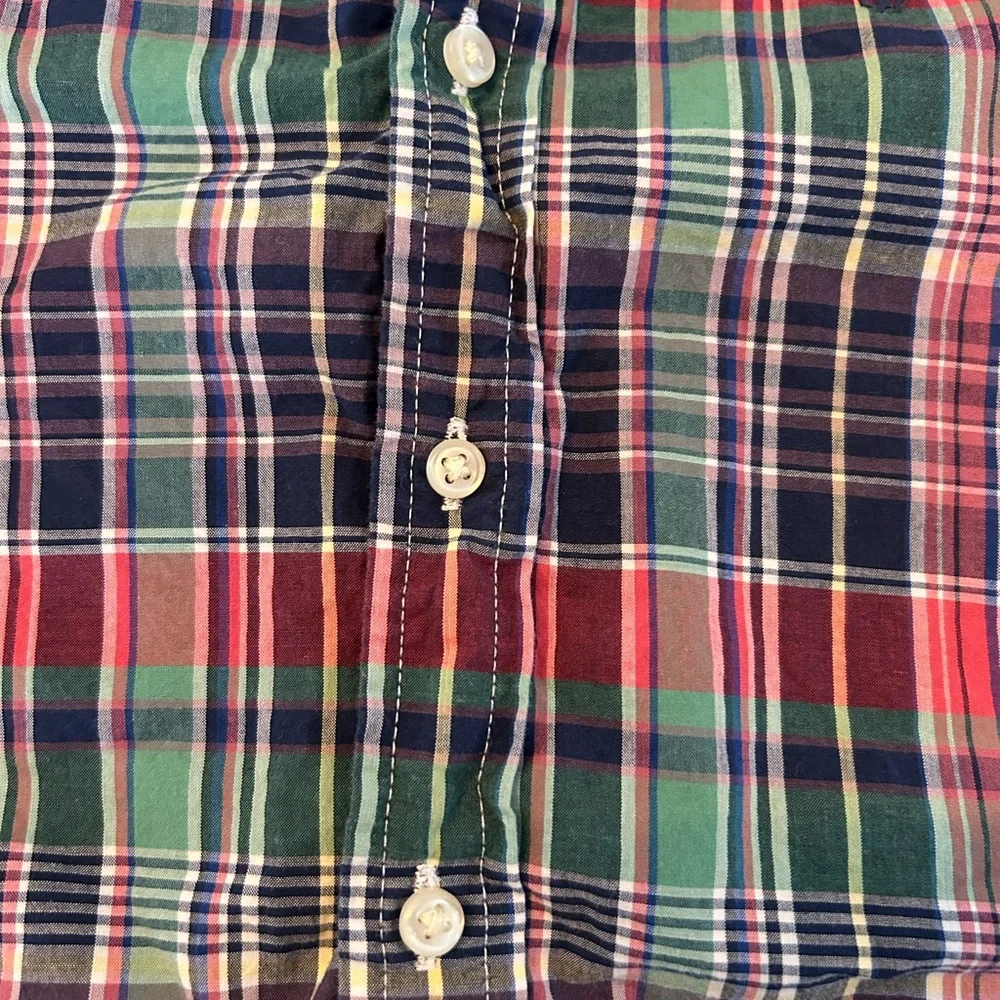Ralph Lauren Natural Stretch Button Down Plaid Shirt - Red, Green, Blue